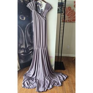 Chicaboo Maternity Tossing Train Gown Dress Photoshoot Sleeveless Purple‎ O/S